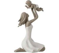 Statuette Déco Maman avec Enfant 18cm Blanc