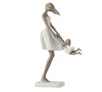Statuette Déco ""Mère avec sa Fille"" 31cm Blanc