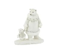 Statuette Déco Ours Polaire Main 25cm Blanc