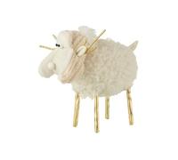 Statuette Déco Renne "Bonnet" 34cm Crème