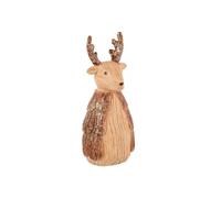 Statuette Déco Renne "Imitation Bois" 26cm Camel