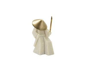 Statuette Déco Samouraï "Toku" 24cm Blanc & Or