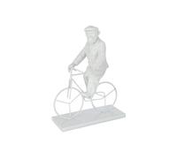 Statuette Déco "Singe Vélo" 33cm Blanc Blanc