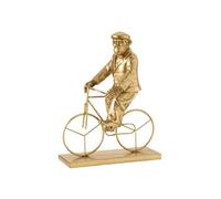 Statuette Déco "Singe Vélo" 35cm Or G
