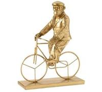 Statuette Déco "Singe Vélo" 35cm Or G