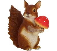 Statuette décorative en polyrésine écureuil avec cèpe