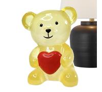 Statuette d'Ours - Figurine D'Animal En Résine Avec Un Cœur - Ornement De Bureau Mignon En Forme D'Ours | pour la Maison le Bureau le Salon la Chambre la Salle d'étude l'Intérieur l'Extérieur le Dessu