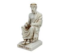Statuette du philosophe grec Platon en albâtre patiné gris Académie d'Athènes 17 cm