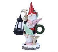 Statuette éléphant à énergie solaire effet arrosage LED décoration extérieure en résine étanche 26 cm