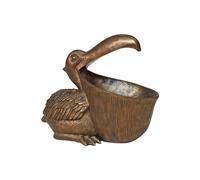 Statuette en métal cuivré, bec ouvert, porte-objets - Chehoma, Pelican - 23x11x19 cm