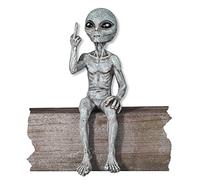 Statuette Extraterrestre grossière « Flipping The Bird » - 25,4 cm de Hauteur - Figurine Extraterrestre Amusante pour décoration de Maison ou de Jardin (Gris Extraterrestre)