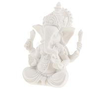 Statuette Ganesh en grès - Statue de dieu éléphant indien - Blanc - 12 cm