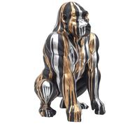 STATUETTE GORILLE NOIR COULURE DORE ARGENTE H45CM
