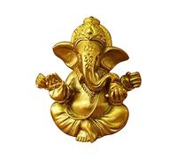 Statuette hindoue dorée du Seigneur Ganesha, mini sculpture en résine indienne, figurine Ganesh faite à la main, décoration pour la maison, bureau et voiture