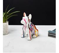 HOME DECO FACTORY Sculpture Bulldog céramique coulures 20 cm HD1317 Multicolore