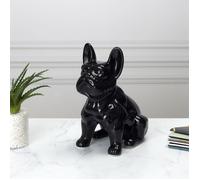 The home deco factory Sculpture en céramique HD1316 Bulldog noir - Hauteur 20 cm - Design moderne