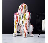 Home Deco Factory - Statue Gorille accroupi - Résine 46 cm - Multicolore