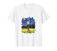 Statuette impressionniste de la nuit étoilée - Dog Art Border Terrier T-Shirt