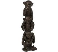 J-Line Singe l'un sur l'autre Entendre/Voir/Se Taire Resine Marron