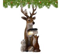 Statuette Jardin Cerf - Lampe Solaire Extérieure | LED avec Lanterne | Résistant Intempéries, pour Maison Terrasse Balcon, Idée Cadeau Femme, Ambiance Chaleureuse
