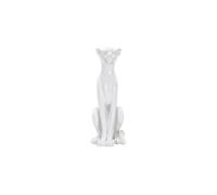 Statuette Léopard Assis en Polyrésine 74cm Blanc