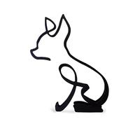 Statuette minimaliste en métal pour chihuahua noir - Figurine d'art - Cadeau de bureau ou de maison - Décoration pour animal domestique - Taille L : 24 x 20 cm