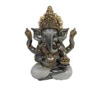 Statuette - ORIGEN Home Decor - Ganesh Bouddha - Résine - Argenté - Ethnique