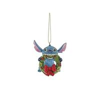 Statuette ornement de sapin de collection Stitch Noël en résine - Hauteur 6.5 cm - Largeur 7 cm - Profondeur 6.5 cm