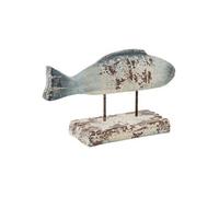 Statuette Poisson d'Extérieur sur Socle "Basil" 52cm Bleu