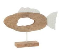 Statuette Poisson Ovale en Bois "Vernon" 36cm Naturel Marron