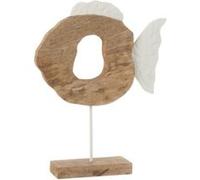 Statuette Poisson Rond en Bois "Vernon" 48cm Naturel Marron