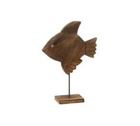 Statuette Poisson sur Pied en Bois "Antwan" 31cm Marron