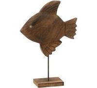 Statuette Poisson sur Pied en Bois "Antwan" 31cm Marron Marron