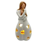 Statuette Porte-Bougie mère et Fille, Statue Porte-Bougie avec Bougie LED, Figurine mère et Fille, Bougie Chauffe-Plat avec Bougie LED vacillante, bougeoir d'amour Familial, décoration d'intérieur