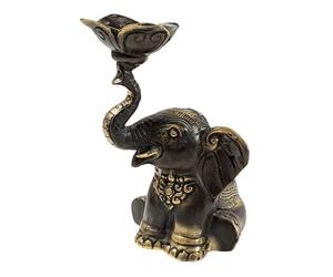 Statuette Porte-Encens Éléphant en Laiton 12cm