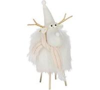 Statuette Renne Déco "Bonnet & Foulard" 36cm Blanc Blanc
