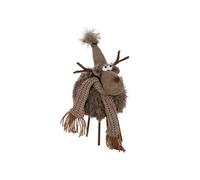 Statuette Renne Déco "Bonnet & Foulard" 36cm Marron