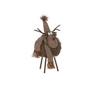 Statuette Renne Déco "Bonnet & Foulard" 46cm Marron
