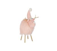 Statuette Renne Déco "Bonnet & Foulard" 46cm Rose Clair