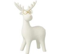 Statuette Renne Pailleté "Lunettes" 25cm Blanc Blanc