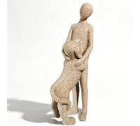 Statuette résine chien et personne, déco salon, cadeau amoureux des chiens
