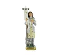 Statuette Sainte Jeanne d'Arc en plâtre nacré peint à la main (environ 25 cm)