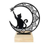 Statuette - SIGNES GRIMALT - Figurine chat avec lune - Métal et bois - Décoration ethnique - Intérieur