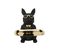 La Chaise Longue Statue vide-poche Bulldog Noir et Or H23,5 x L19 x P20 cm