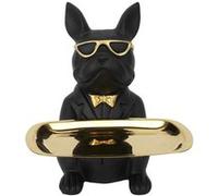 La Chaise Longue Statue vide-poche Bulldog Noir et Or H23,5 x L19 x P20 cm