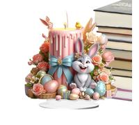 Statuettes de lapin de Pâques - Décorations de lapin de Pâques heureux de table en acrylique 2D, décoration de maison de Pâques à la ferme de table, décorations pour panneaux de printemps