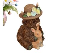 Statuettes de vache pour décoration maison - Pièce maîtresse de table en résine mignonne qui tient un lapin,Figurines d'animaux de la ferme,pour la maison, fêtes, décoration de bureau, Pâques, jeu,