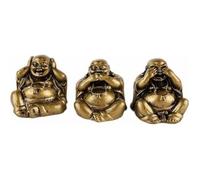 Statuettes - LA CHINEUSE - Les 3 Bouddhas de la sagesse - doré - résine - 5x5x5 cm