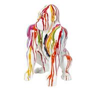 Statut de gorille multicolore en poly résine Blanc, L. 28 x l. 28 x H. 46 cm, GORILLE