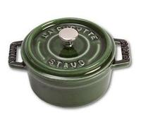 STAUB Mini Cocotte en Fonte Émaillée avec Couvercle, Tous feux dont induction, 1 personne, Ronde, 10 cm, 0,25 L, 1 kg, Vert/Basilic